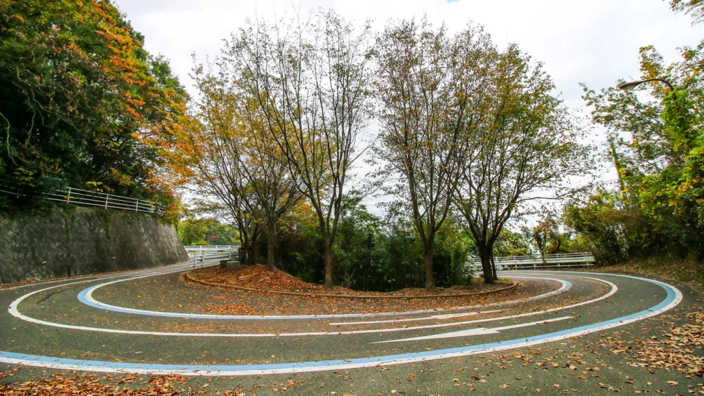 El otoño es una de las épocas más bonitas para ir en bicicleta, sobre todo en las colinas de Minoh, como en esta foto.