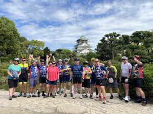 A group enjoying cycling